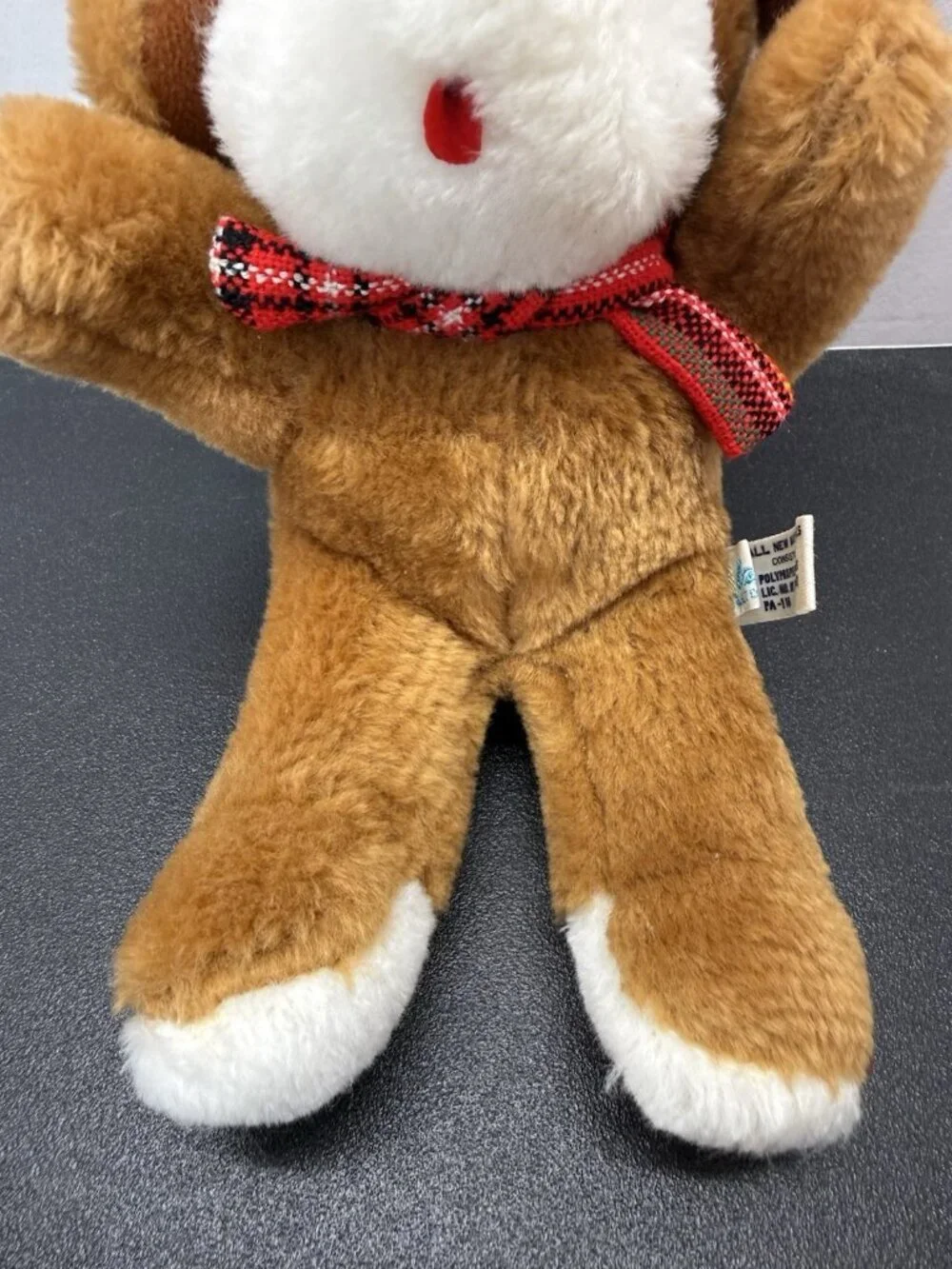 Vintage 1970s Plakie Plush Sitting Scotty Dog Brown Puppy 10 Inch With Tag